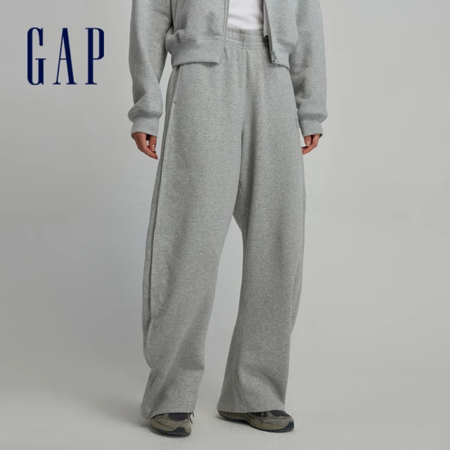 GAP 女裝 Logo鬆緊褲 碳素軟磨系列-灰色(756288)