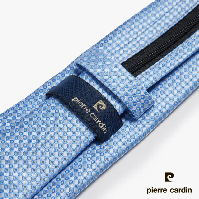 【pierre cardin 皮爾卡登】拉鍊式易拉免打結男士商務休閒上班領帶-淺藍花紋(AD123-01)