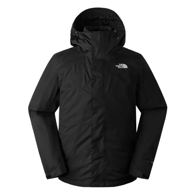 【The North Face 官方旗艦】北面男款黑色防水透氣保暖連帽三合一外套｜88RMJK3(內搭鋪棉款)