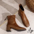 【JP Queen New York】法式浪漫方頭顯瘦粗跟短靴(3色可選)