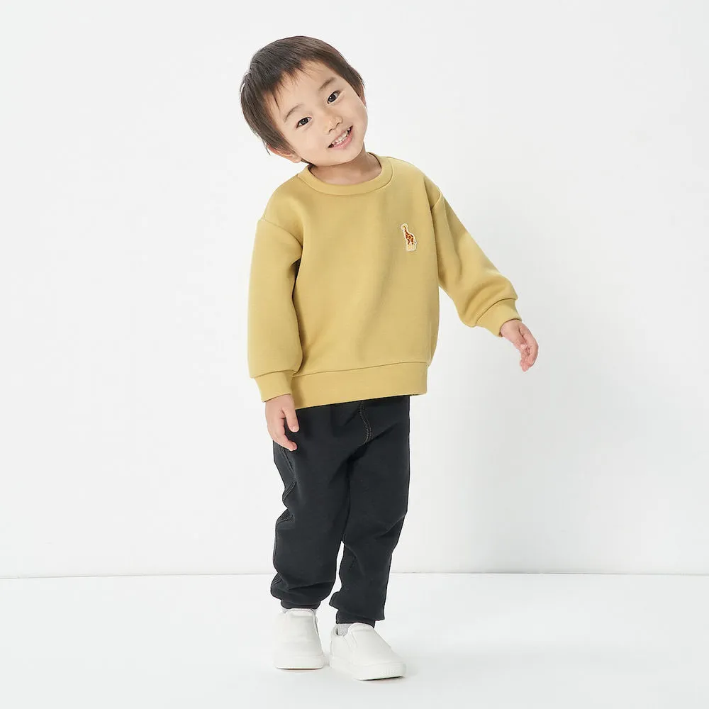 【MUJI 無印良品】幼兒二重織刺繡圓領衫(共6色)