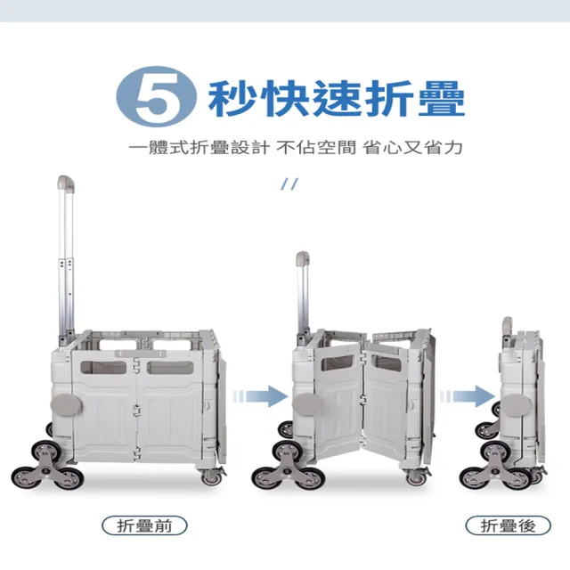 【DaoDi】2入組折疊購物車8輪爬樓梯可平拉款-75L 收納車(手推車 買菜車 菜籃車 收納箱 手拉車 置物車)