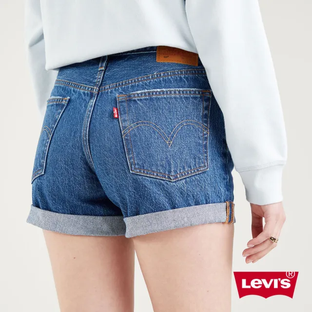 【LEVIS 官方旗艦】女款 501高腰排釦牛仔短褲 / 抽鬚不收邊褲管 熱賣單品 29961-0030