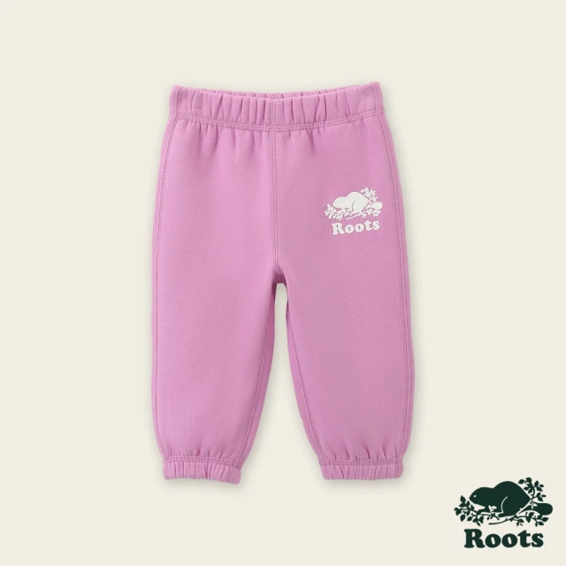 RootsRoots Roots嬰兒-絕對經典系列 彩色品牌文字休閒棉褲(紫色)