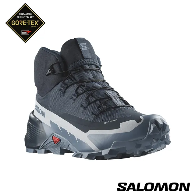 salomon】女CROSS HIKE 2 Goretex 中筒登山鞋(碳黑/火石灰/珍珠藍