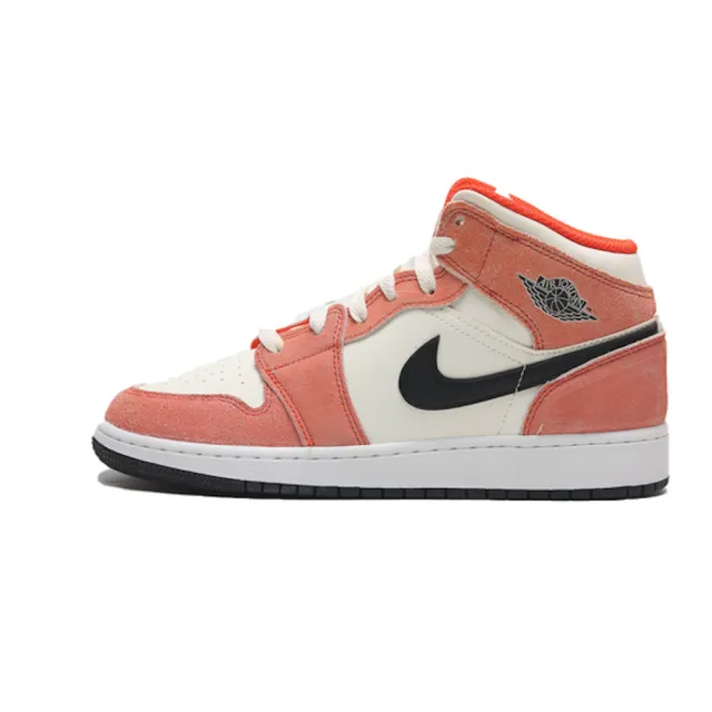 NIKE 耐吉】AIR JORDAN 1 MID SE GS 大童休閒鞋女粉橘麂(DV1336800