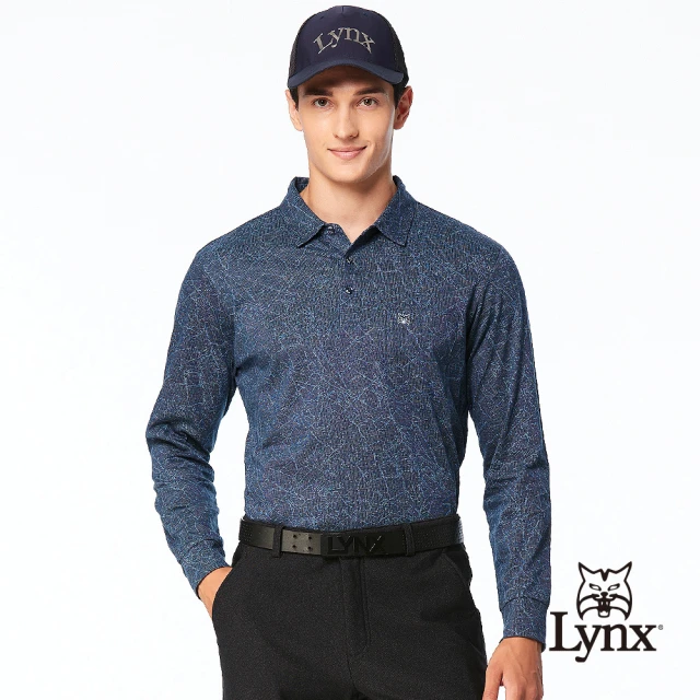 Lynx Golf 男款合身版吸排抗UV素面造型貼膜設計夜光