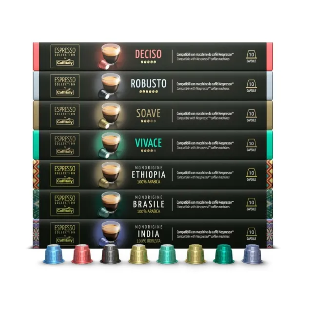 即期品【Caffitaly】新鮮到貨效期於202507月後 12盒120顆7種綜合組原裝進口箱(適用於Nespresso膠囊咖啡機)