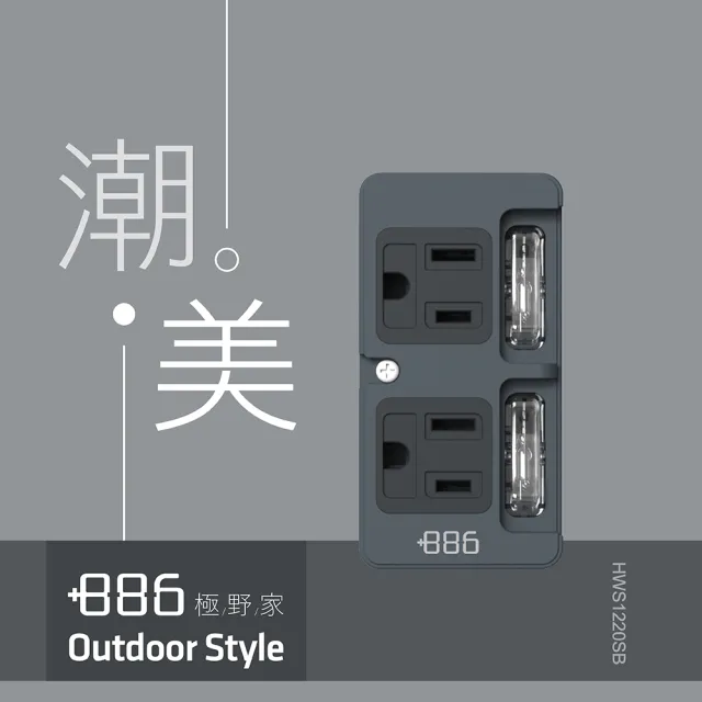 【+886】極野家 2開2壁插/防雷擊 3色任選(3孔轉2孔轉接頭 HWS1220)