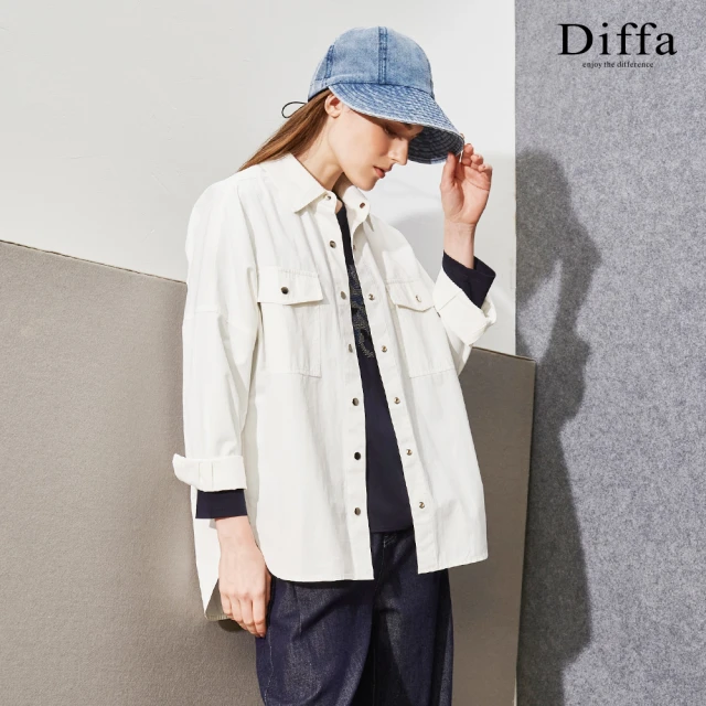 Diffa 時尚率性落肩貼袋外套-女