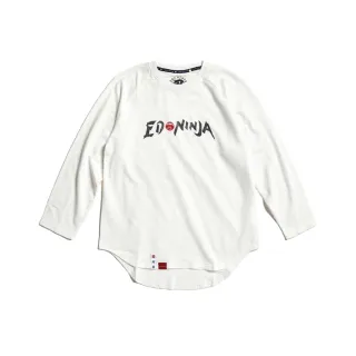 【EDWIN】江戶勝 男裝 忍者系列 忍具印花圓擺長袖T恤(米白色)