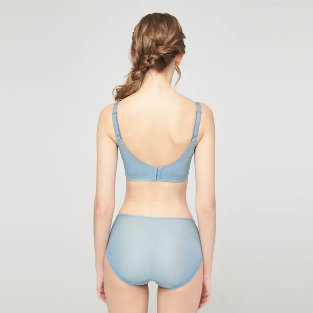 【Swear 思薇爾】柔塑曲線系列B-F罩無鋼圈調整型蕾絲集中包覆塑身女內衣(水洗藍)