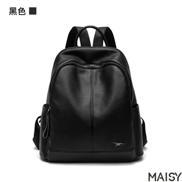 【MAISY】韓版純色休閒生活旅行雙肩包(現+預  黑色／棕色)