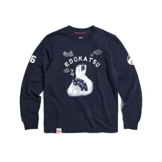 【EDWIN】江戶勝 男裝 忍者系列 浮世繪印花江戶仕紳長袖T恤(丈青色)