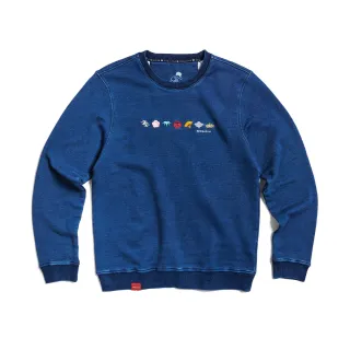 【EDWIN】江戶勝 男裝 經典日本圖騰刺繡厚長袖T恤(中古藍)