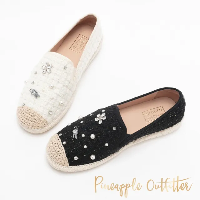 【Pineapple Outfitter】MAGAR 小香織布亮鑽草編鞋(白色)