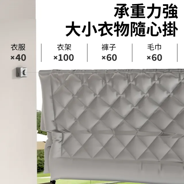 【Nil】隱形伸縮陽台鋼絲繩架 打孔/免打孔雙用晾曬繩 5.1M(晾衣繩 晾衣架 伸縮繩 曬衣繩 曬衣架)
