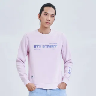 【5th STREET】男裝LOGO電子雷射圖案設計長袖T恤-粉紅