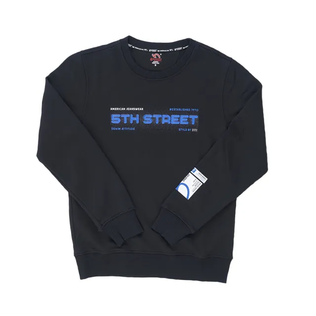 【5th STREET】男裝LOGO電子雷射圖案設計長袖T恤-黑色