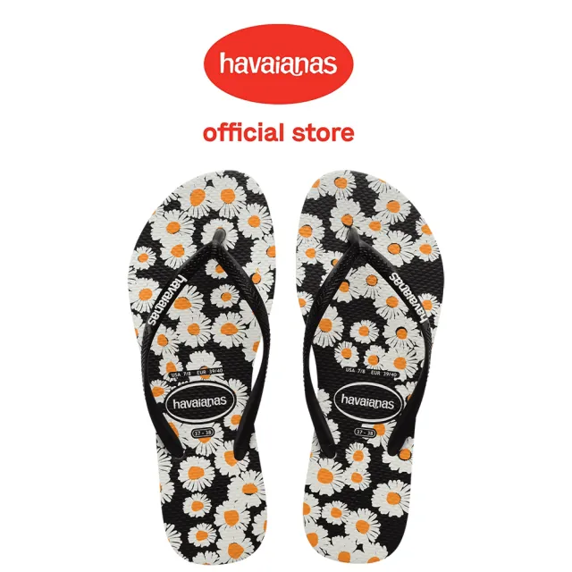 【havaianas 哈瓦仕】拖鞋 女鞋 夾腳拖 小雛菊 花朵 Slim Daisy Caitti 黑 4147887-0128W(哈瓦士)