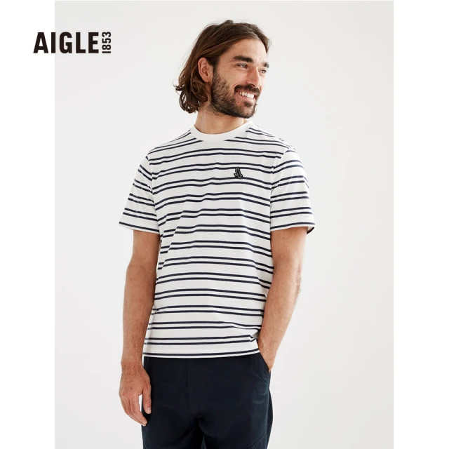 【AIGLE】男棉質短袖T恤AG-FAI13A130 白色(男T恤 棉T恤 短袖T恤)