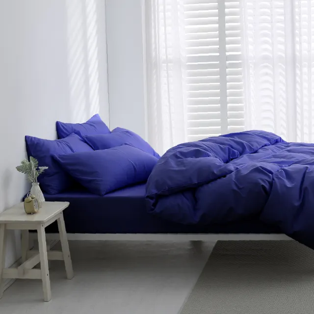 【AnD HOUSE 安庭家居】經典素色-特大床包枕套組-寶石藍(柔軟舒適/舒柔棉)