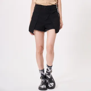 【5th STREET】女裝 短褲 牛仔短褲 女短褲 牛仔 高腰 黑色(927014)