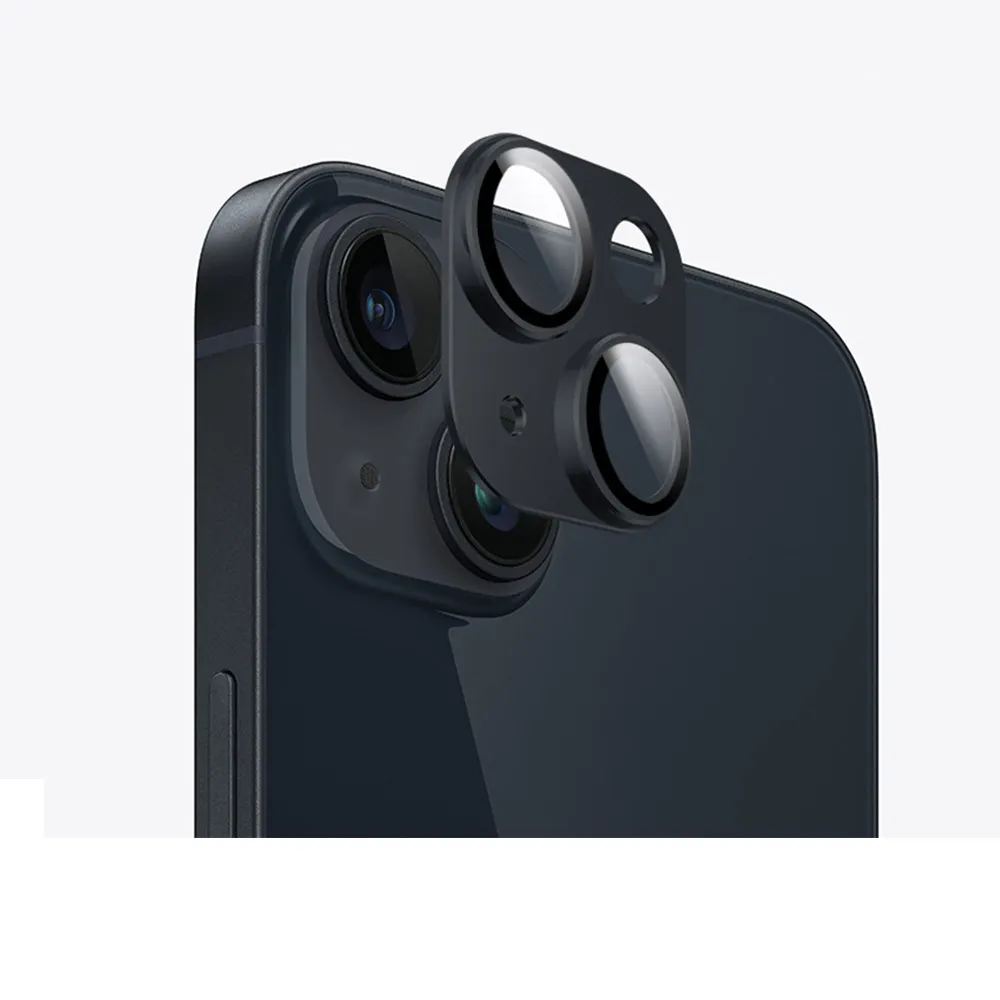 【宇宙殼】iPhone 15 Plus 航太盔甲一體式鏡頭玻璃保護貼 黑