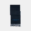 【COACH】素面雙色LOGO羊毛圍巾(藍)