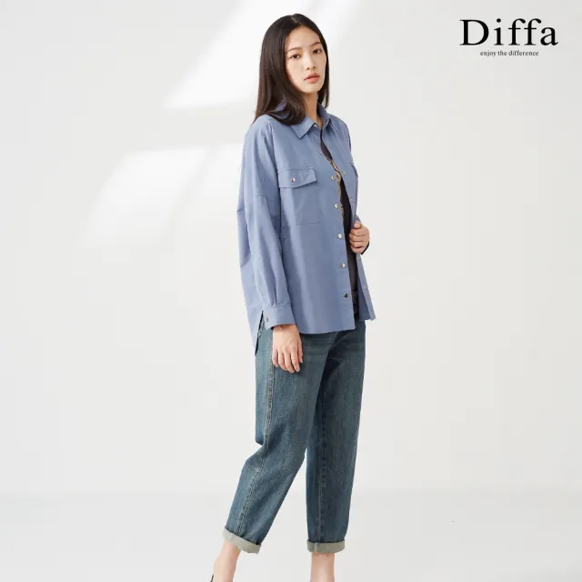 【Diffa】時尚率性落肩貼袋外套-女