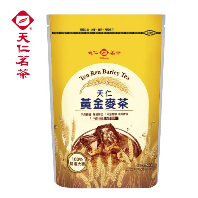 【天仁茗茶】黃金麥茶免濾包茶包25gx12包x3袋組
