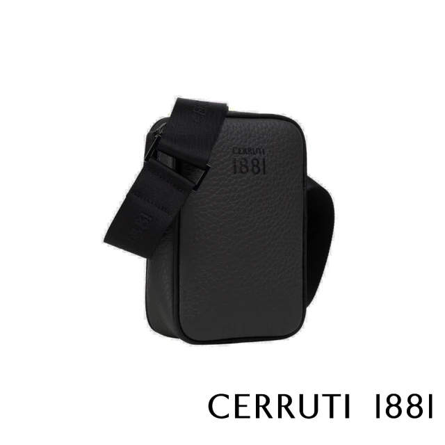 Cerruti 1881 限量2折 頂級義大利小牛皮肩背包 全新專櫃展示品(黑色 CEBO05761M)