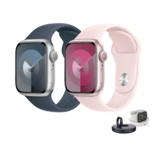 充電支架組【Apple 蘋果】Apple Watch S9 GPS 45mm(鋁金屬錶殼搭配運動型錶帶)