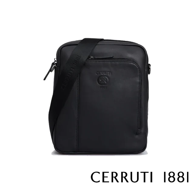 Cerruti 1881 頂級義大利小牛皮肩背包(黑色 CEBO06309M)
