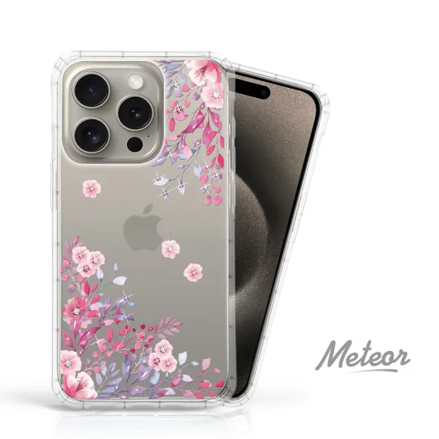 【Meteor】iPhone 15 Pro 6.1吋 奧地利彩鑽空壓防摔手機殼(春日微風)