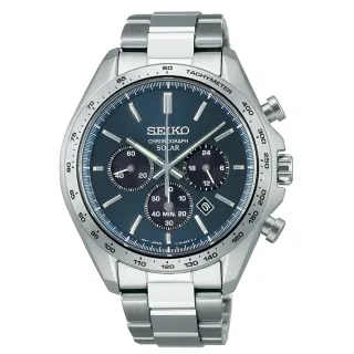【SEIKO 精工】CS系列 太陽能簡約時尚三眼計時腕錶 SK038  /藍面42.2mm(V175-0FA0B/SBPY163J)