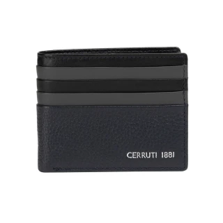 【Cerruti 1881】義大利頂級小牛皮8卡短夾皮夾 CEPU06058M(黑色 贈原廠送禮提袋)