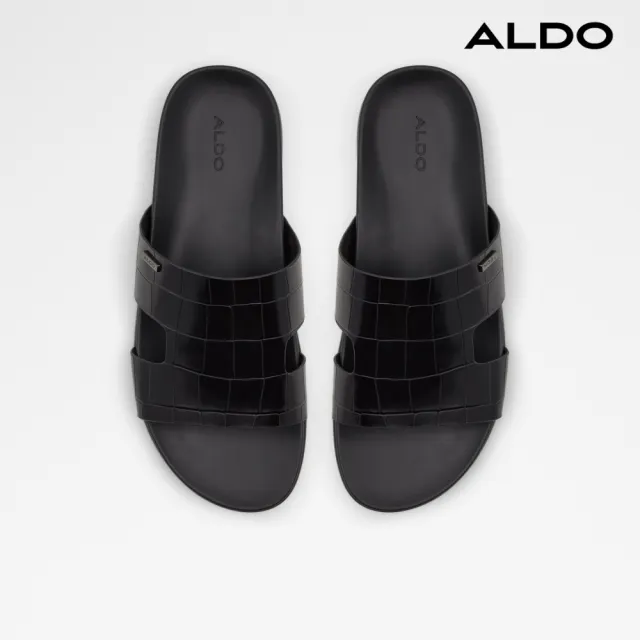 【ALDO】MONDI-時尚壓紋休閒涼拖鞋-男鞋(黑色)