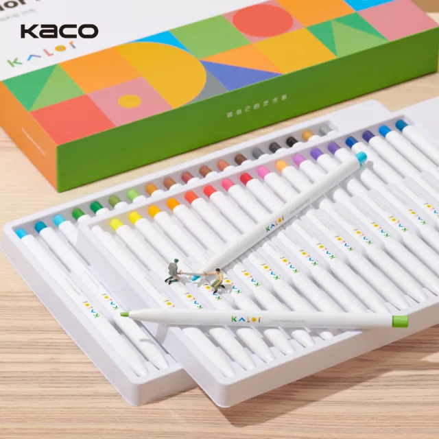 【KACOGREEN】KALOR綺采 36色按壓自動彩色鉛筆套組(36色/彩色鉛筆/附削筆器/三角筆桿/色鉛筆)