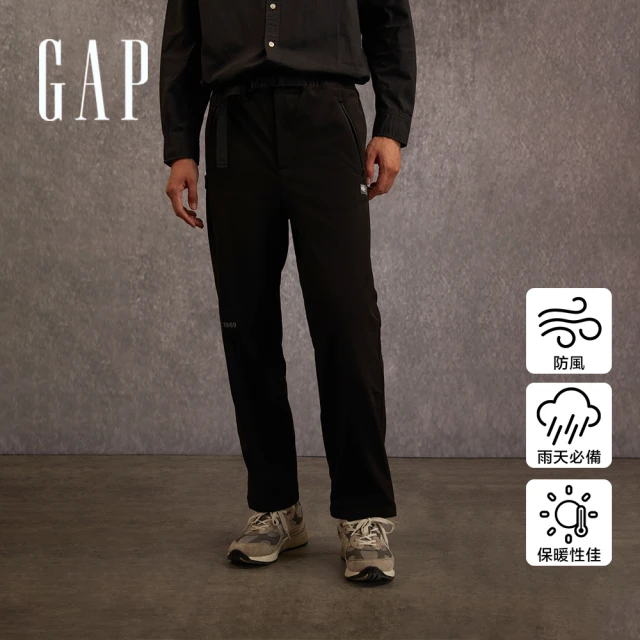 GAP 男裝 Logo防風防雨鬆緊褲 -黑色(773224)