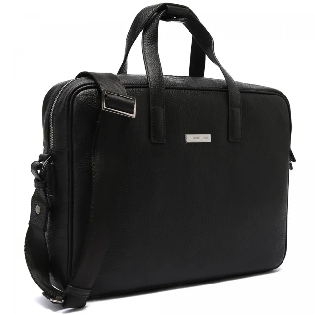 【Cerruti 1881】義大利原裝進口 頂級小牛皮公事包/斜背包 CECA06035M(黑色)