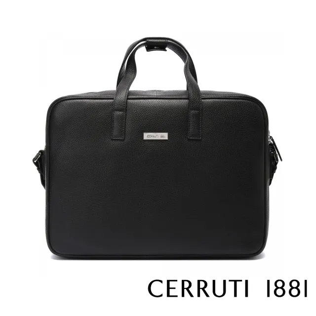 【Cerruti 1881】義大利原裝進口 頂級小牛皮公事包/斜背包 CECA06035M(黑色)