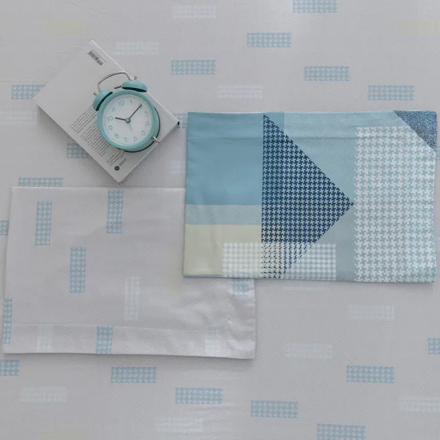 【GOLDEN-TIME】40支精梳棉二件式枕套床包組-解構藍調(單人)