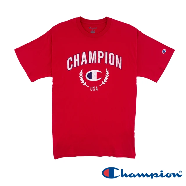 Champion 官方直營-LOGO印花短袖TEE上衣-男(紅色)