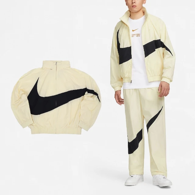 NIKE 耐吉 外套 Swoosh Jacket 男款 黃 黑 防潑水 大勾 風衣外套 立領 寬鬆(FB7878-113)