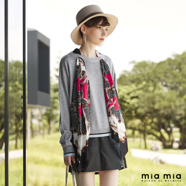 【mia mia】船型領絲巾針織衫