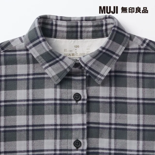 【MUJI 無印良品】兒童雙面起毛法蘭絨襯衫洋裝(共3色)