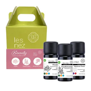 【Les nez 香鼻子】Beauty 全效修護 精油禮盒(檜木精油 乳香精油 甜馬鬱蘭精油)