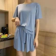 【D.studio】韓版夏季薄軟軟冰絲睡衣(套裝 兩件套 居家服 短袖上衣 短袖t恤 S202)