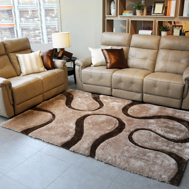 Fuwaly 曲紋地毯-160x230cm(曲線條 現代感 長毛地毯 大地毯 柔軟 美學 客廳地毯)